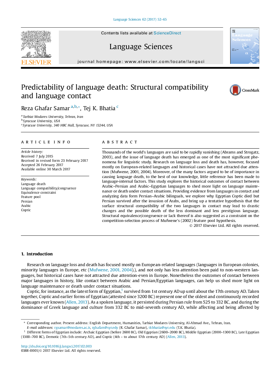 Predictability of language death: Structural compatibility and language contact