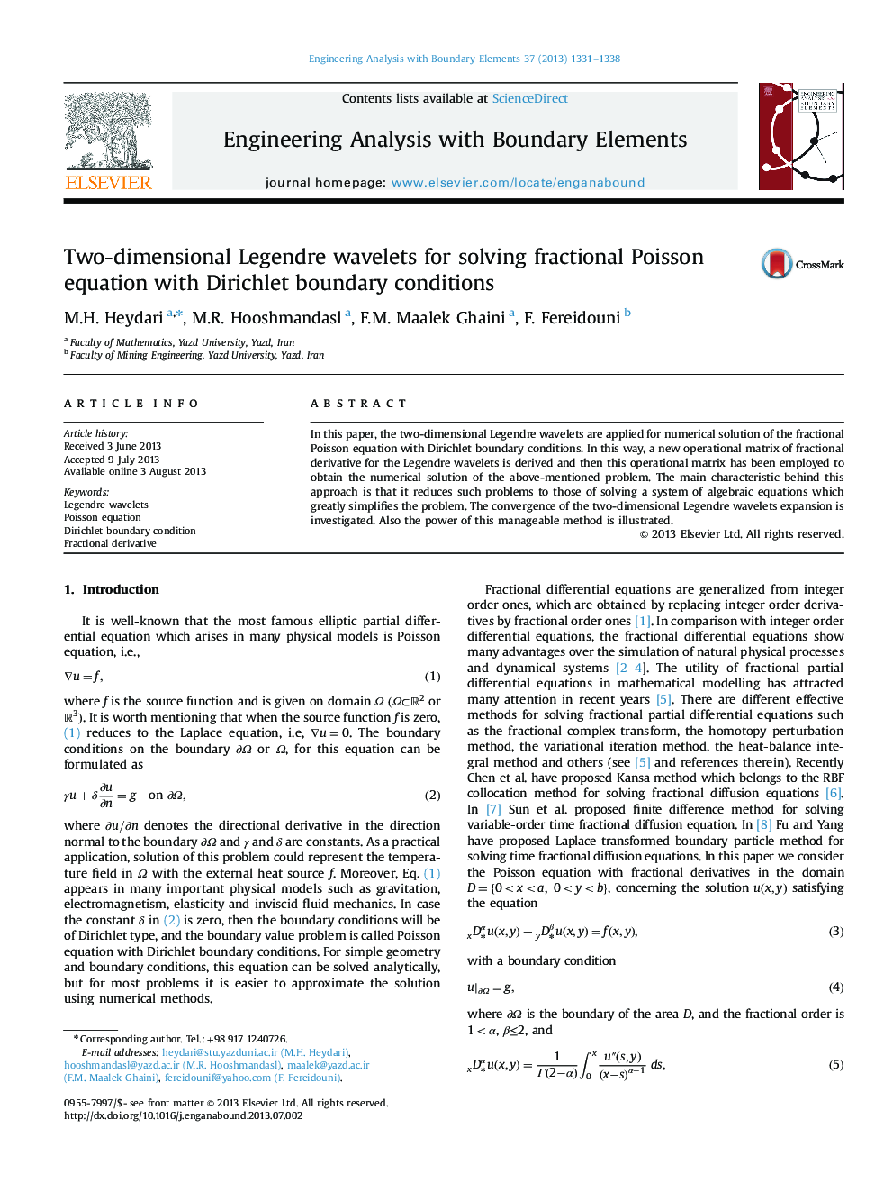 Two-dimensional Legendre wavelets for solving fractional Poisson equation with Dirichlet boundary conditions