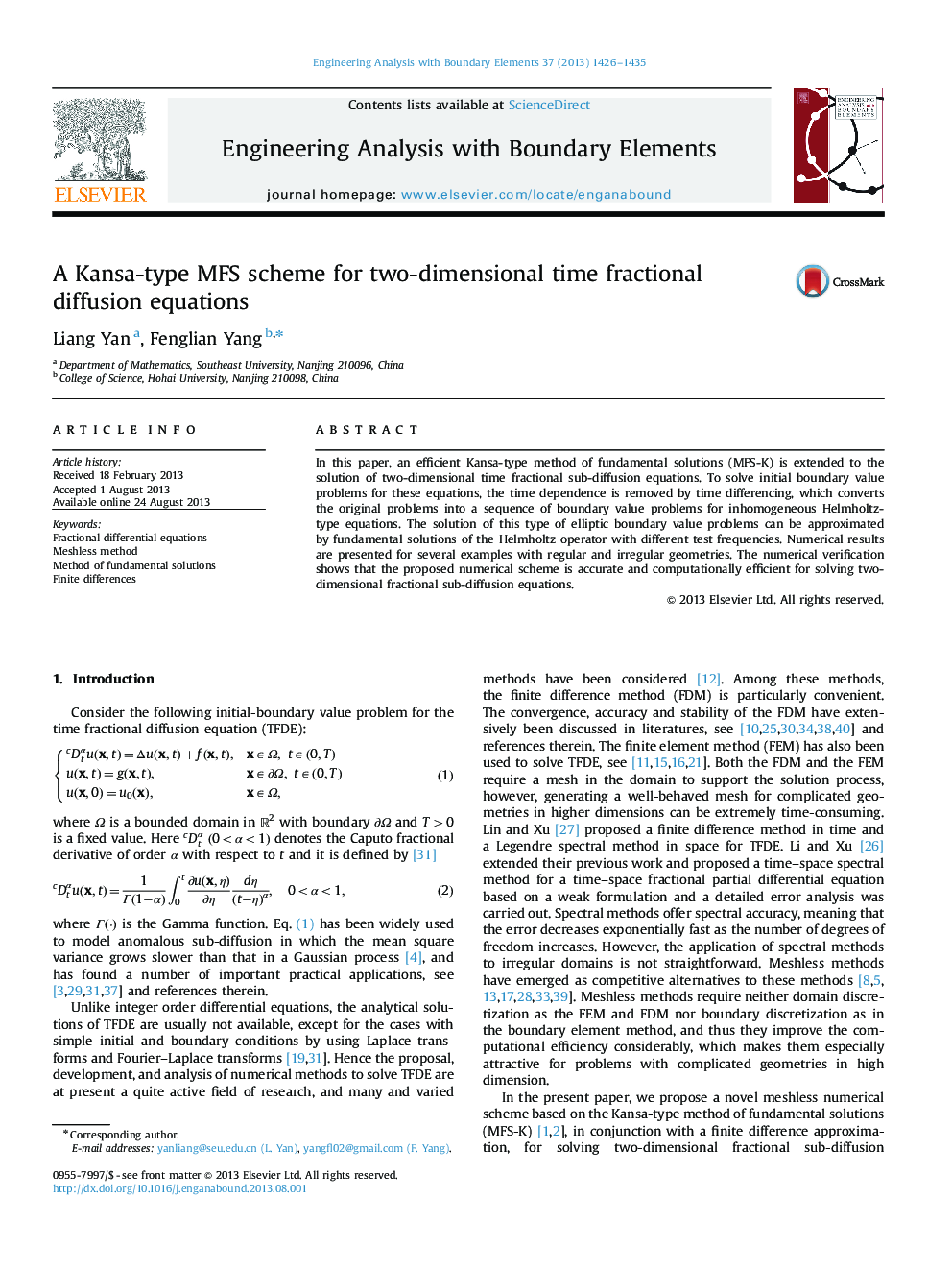 A Kansa-type MFS scheme for two-dimensional time fractional diffusion equations