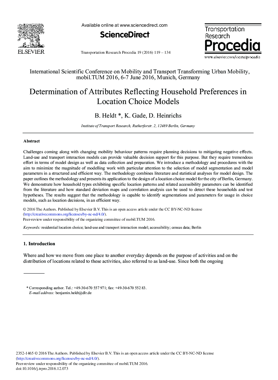 Determination of Attributes Reflecting Household Preferences in Location Choice Models