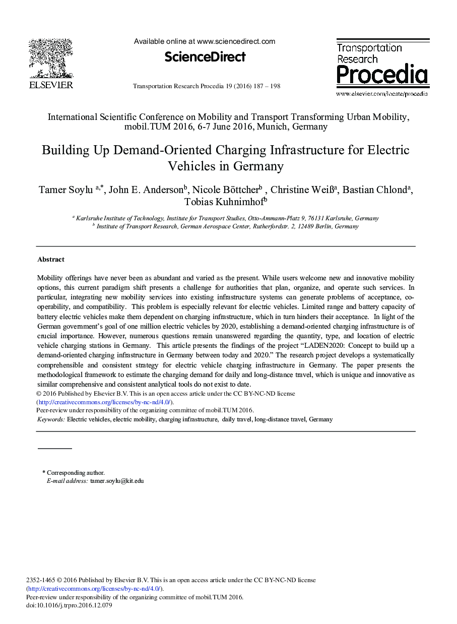 Building Up Demand-Oriented Charging Infrastructure for Electric Vehicles in Germany