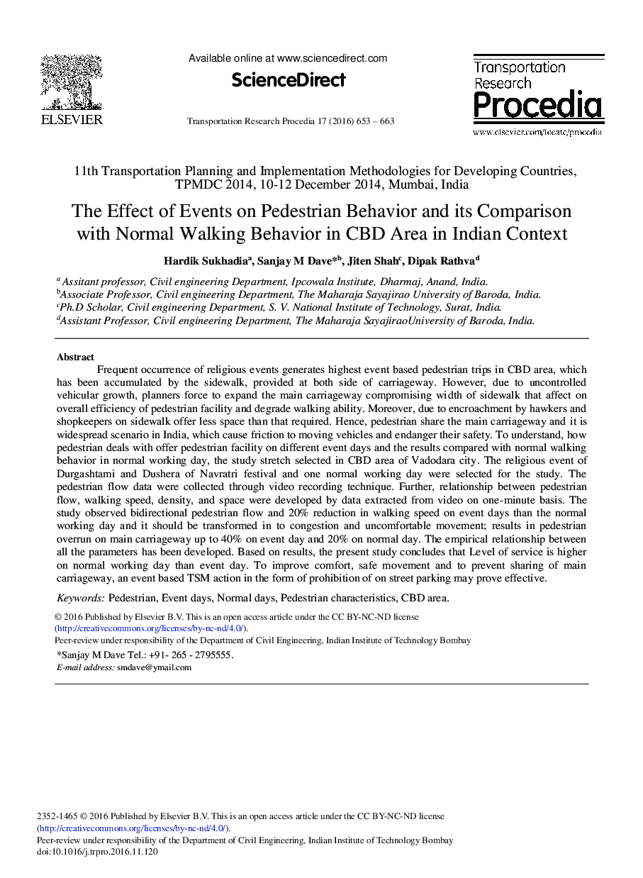 The Effect of Events on Pedestrian Behavior and its Comparison with Normal Walking Behavior in CBD Area in Indian Context