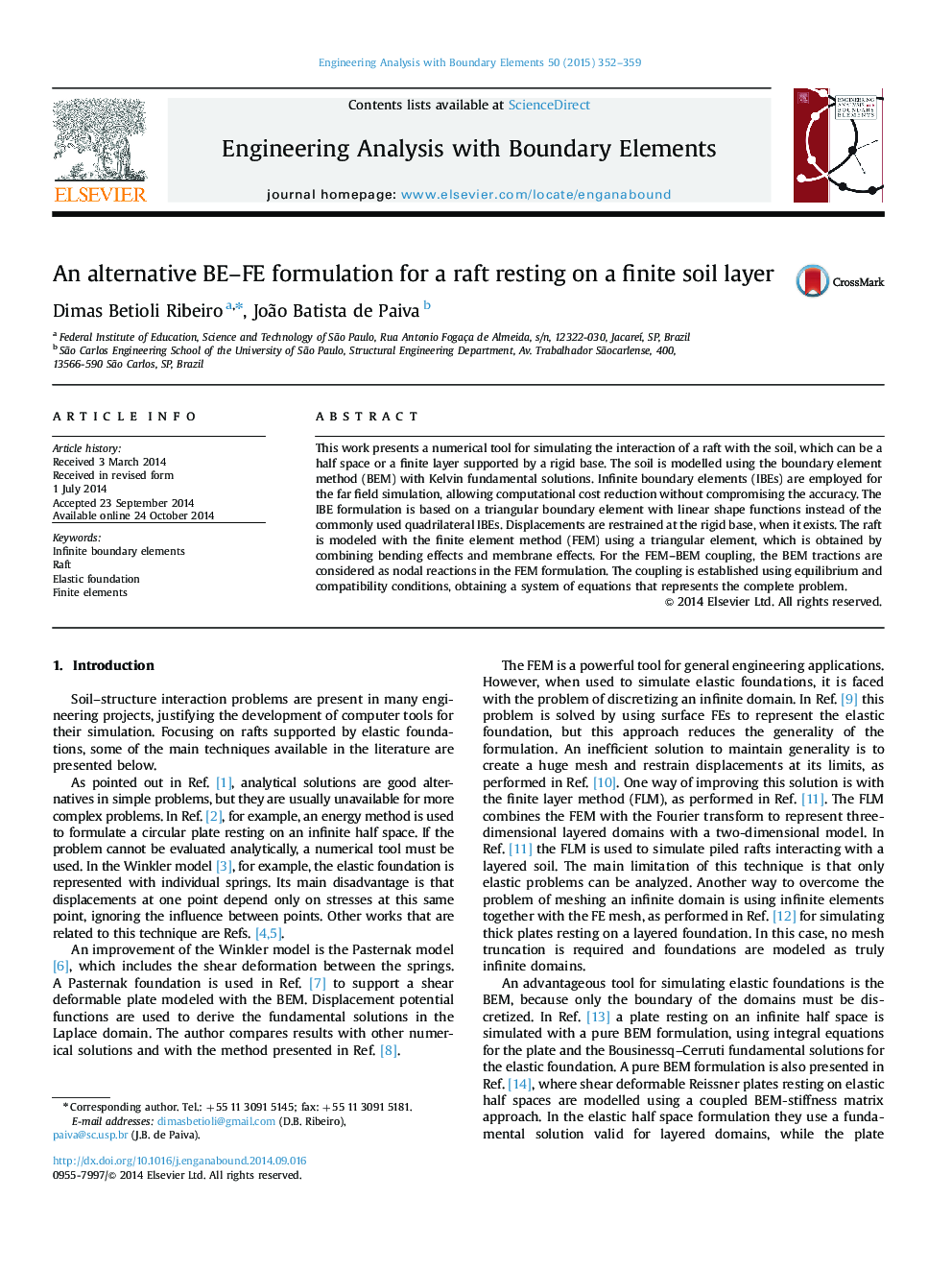 An alternative BE–FE formulation for a raft resting on a finite soil layer