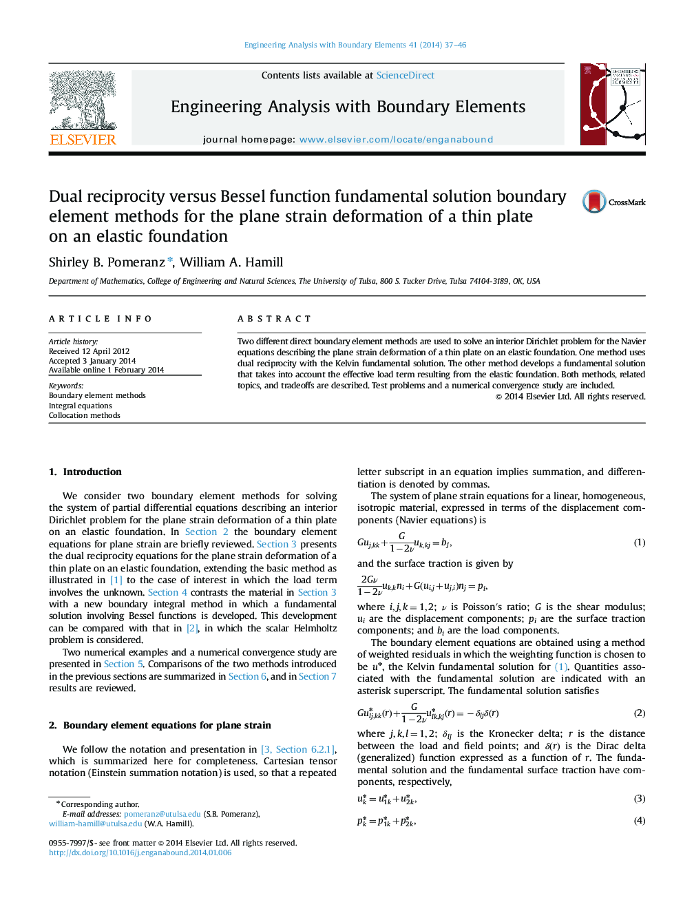 Dual reciprocity versus Bessel function fundamental solution boundary element methods for the plane strain deformation of a thin plate on an elastic foundation