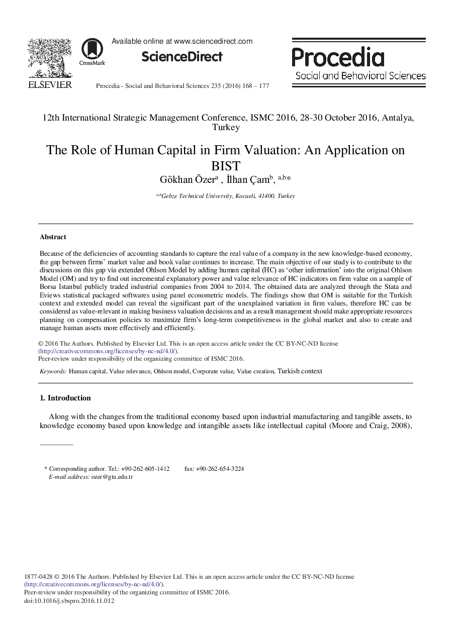 The Role of Human Capital in Firm Valuation: An Application on BIST