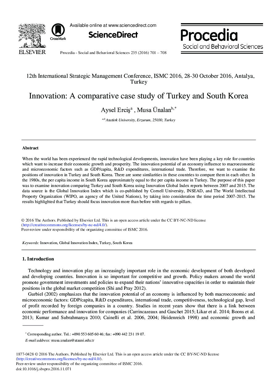 Innovation: A Comparative Case Study of Turkey and South Korea