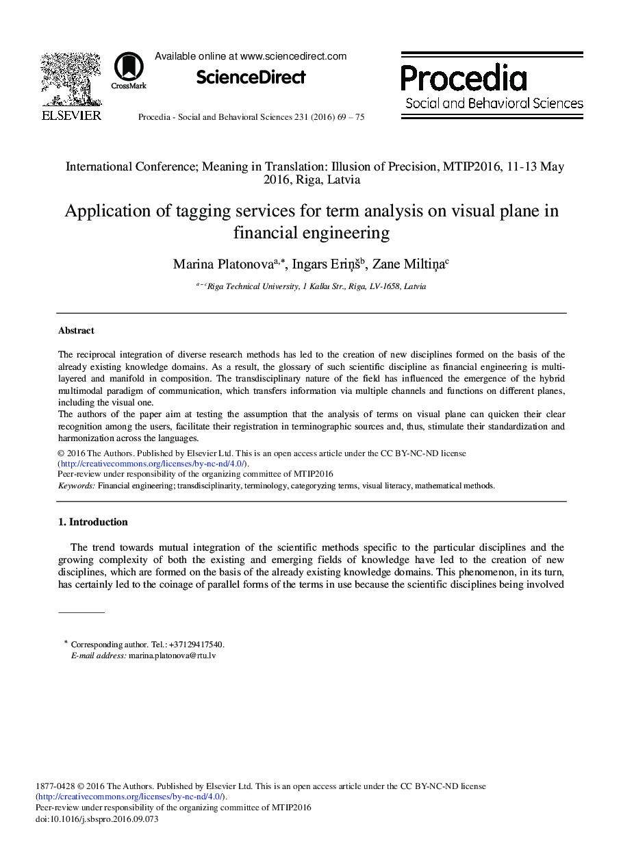 Application of Tagging Services for Term Analysis on Visual Plane in Financial Engineering