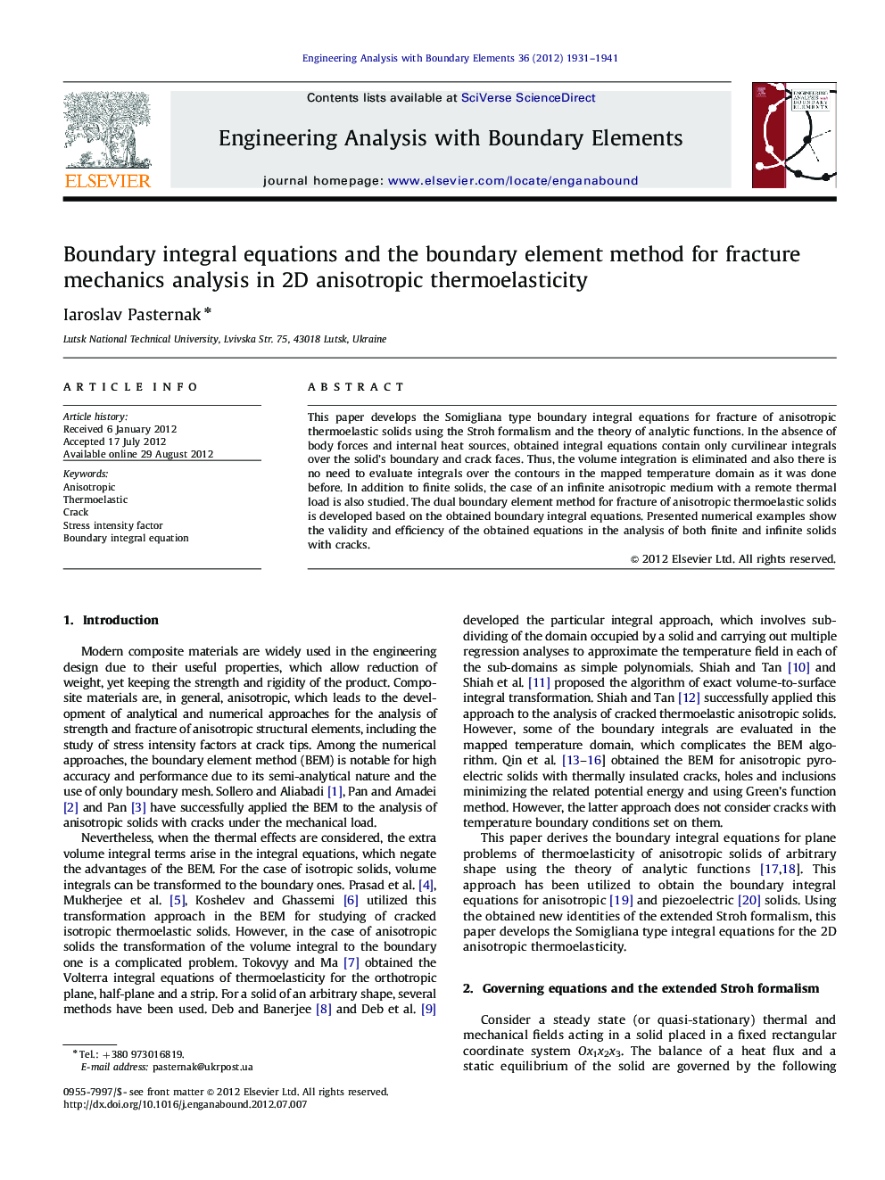 Boundary integral equations and the boundary element method for fracture mechanics analysis in 2D anisotropic thermoelasticity