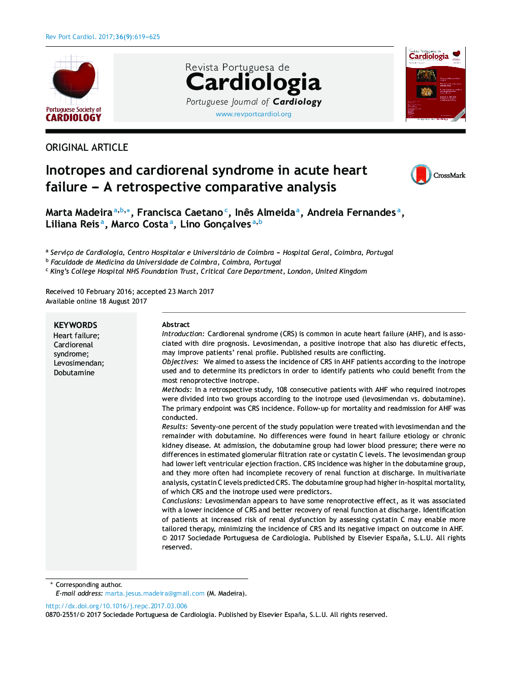 Inotropes and cardiorenal syndrome in acute heart failure - A retrospective comparative analysis