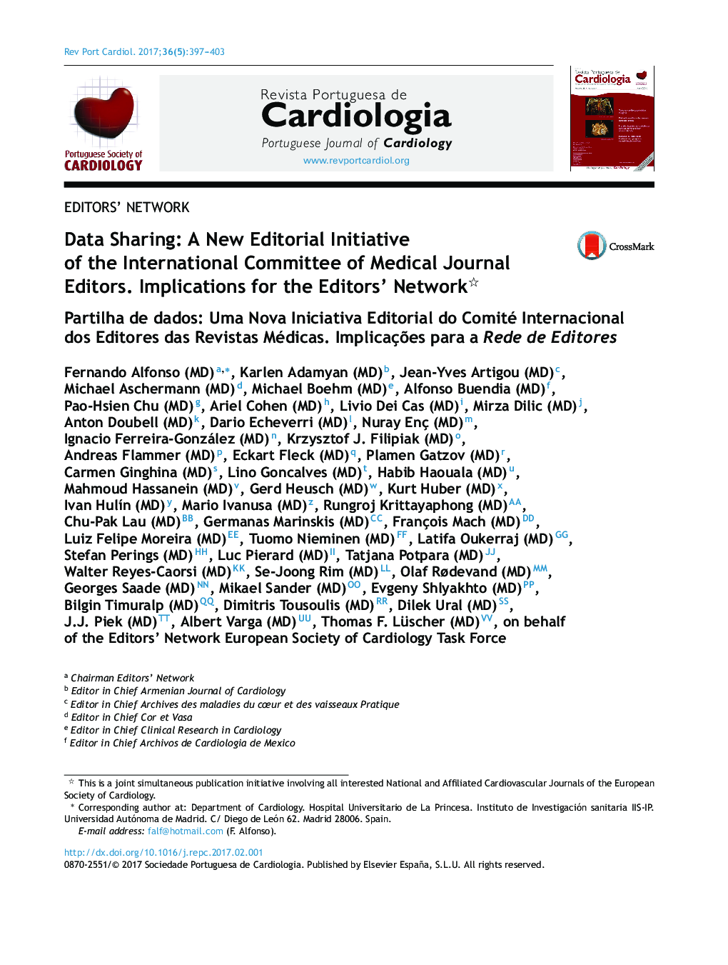 Data Sharing: A New Editorial Initiative of the International Committee of Medical Journal Editors. Implications for the Editors' Network