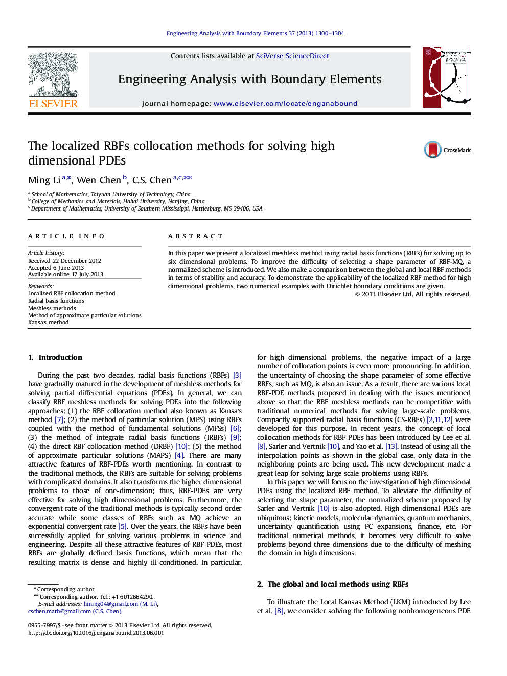 The localized RBFs collocation methods for solving high dimensional PDEs