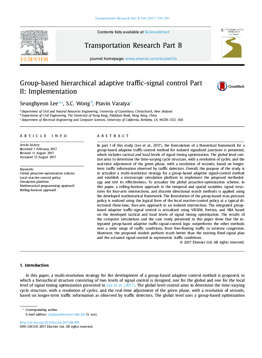 Group-based hierarchical adaptive traffic-signal control Part II: Implementation