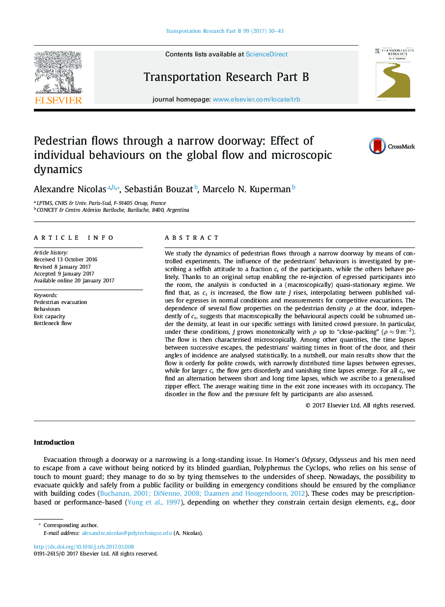 Pedestrian flows through a narrow doorway: Effect of individual behaviours on the global flow and microscopic dynamics