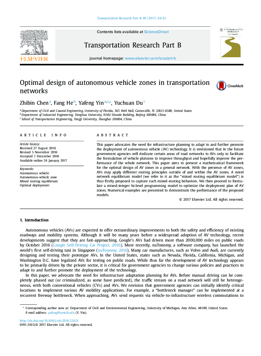 Optimal design of autonomous vehicle zones in transportation networks