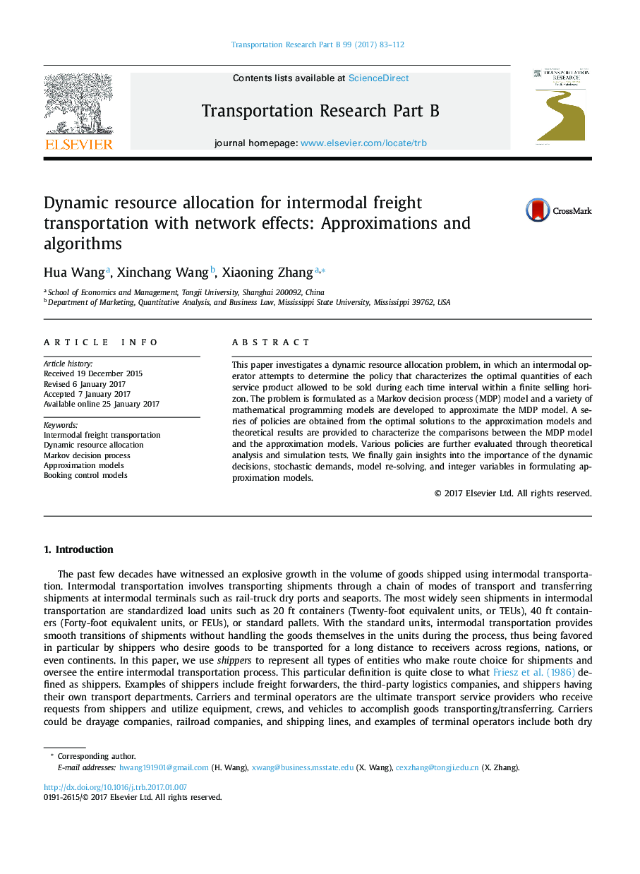 Dynamic resource allocation for intermodal freight transportation with network effects: Approximations and algorithms