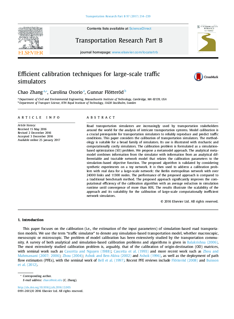 Efficient calibration techniques for large-scale traffic simulators