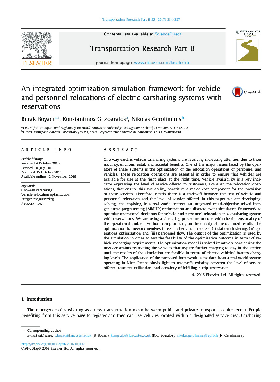 An integrated optimization-simulation framework for vehicle and personnel relocations of electric carsharing systems with reservations
