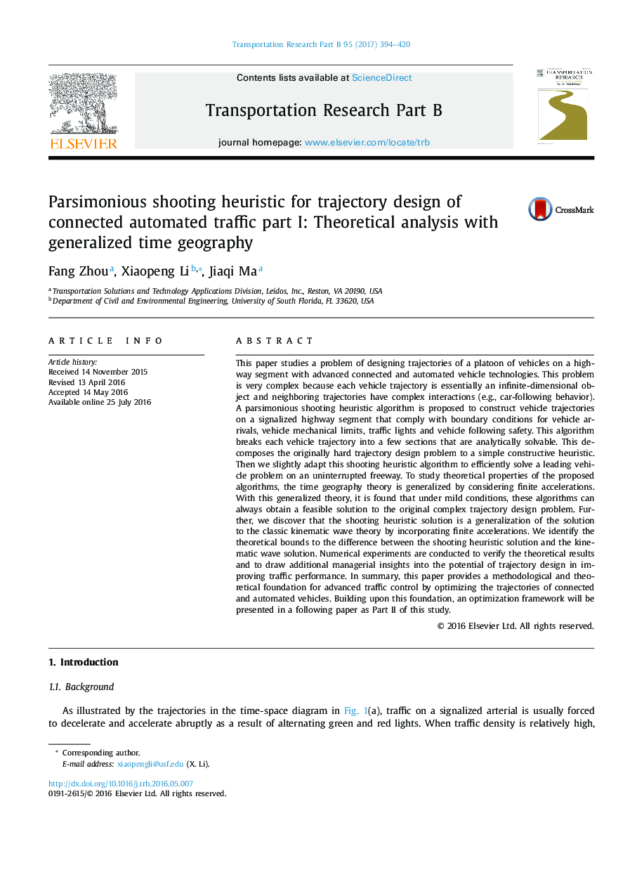 Parsimonious shooting heuristic for trajectory design of connected automated traffic part I: Theoretical analysis with generalized time geography