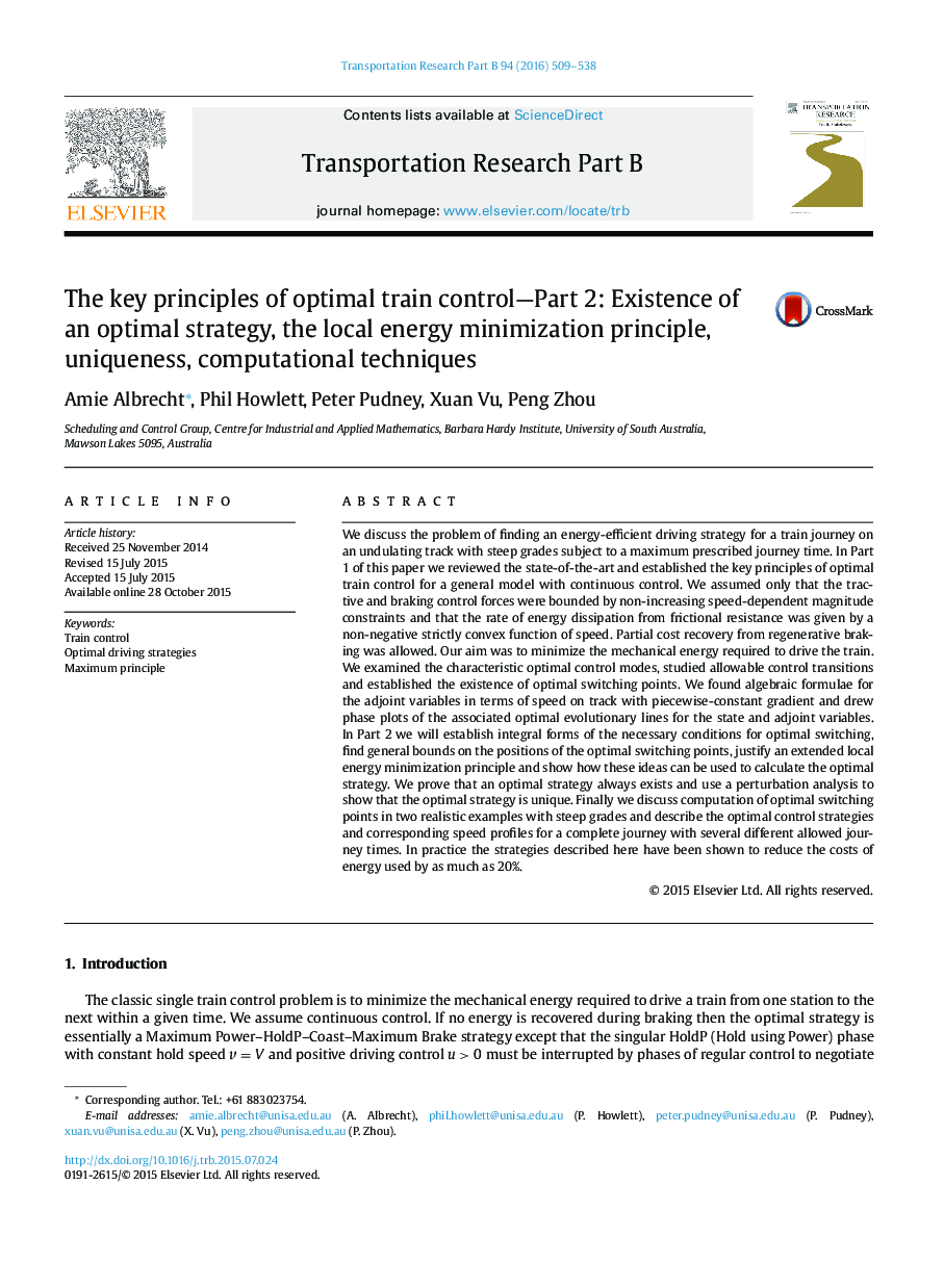 The key principles of optimal train control-Part 2: Existence of an optimal strategy, the local energy minimization principle, uniqueness, computational techniques