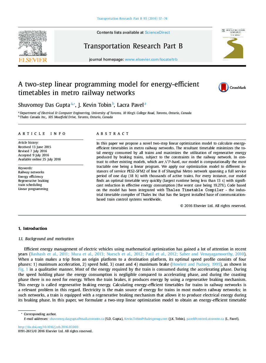 A two-step linear programming model for energy-efficient timetables in metro railway networks