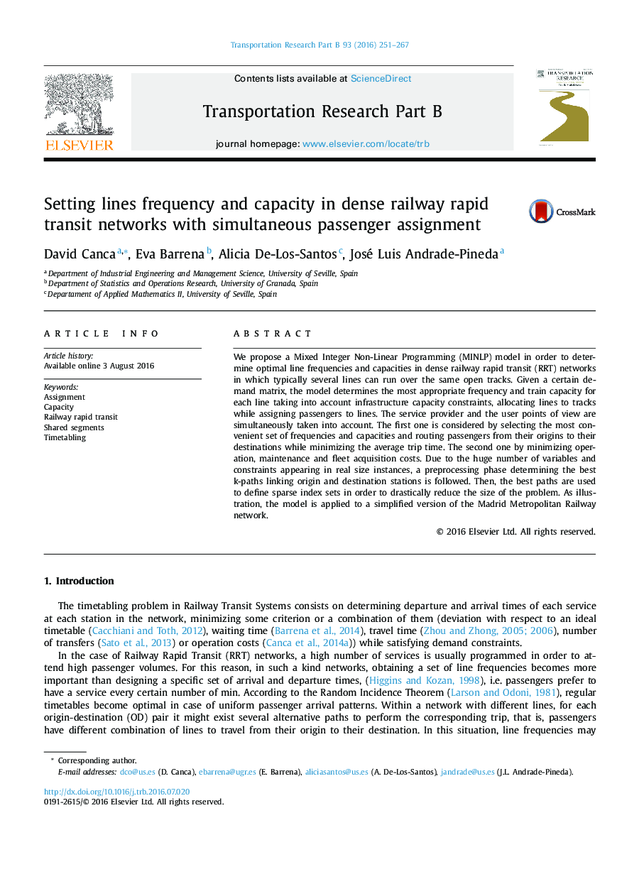 Setting lines frequency and capacity in dense railway rapid transit networks with simultaneous passenger assignment