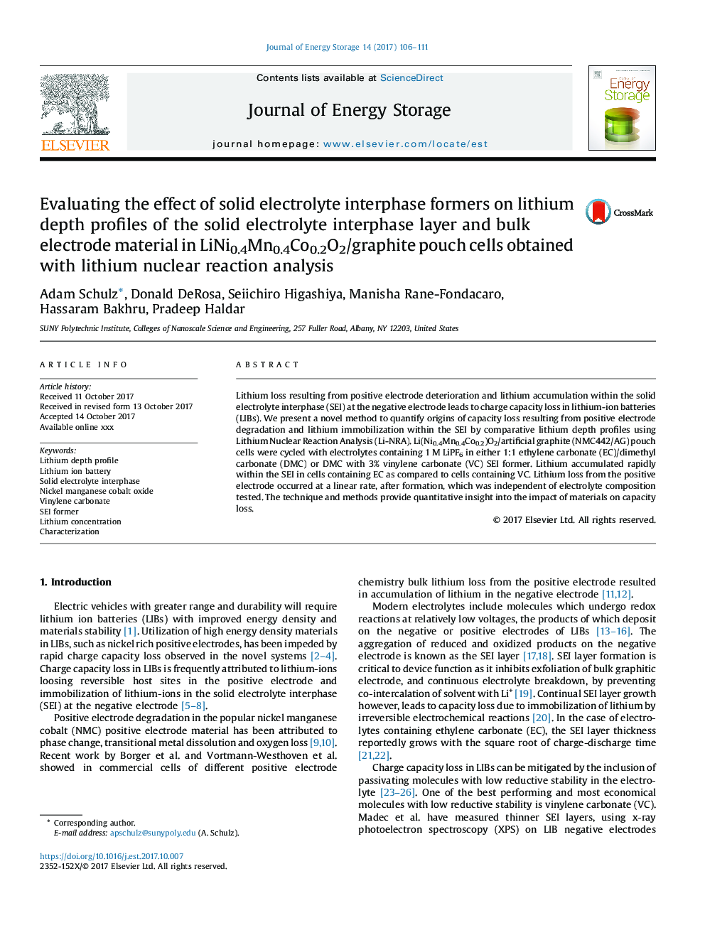 Evaluating the effect of solid electrolyte interphase formers on lithium depth profiles of the solid electrolyte interphase layer and bulk electrode material in LiNi0.4Mn0.4Co0.2O2/graphite pouch cells obtained with lithium nuclear reaction analysis