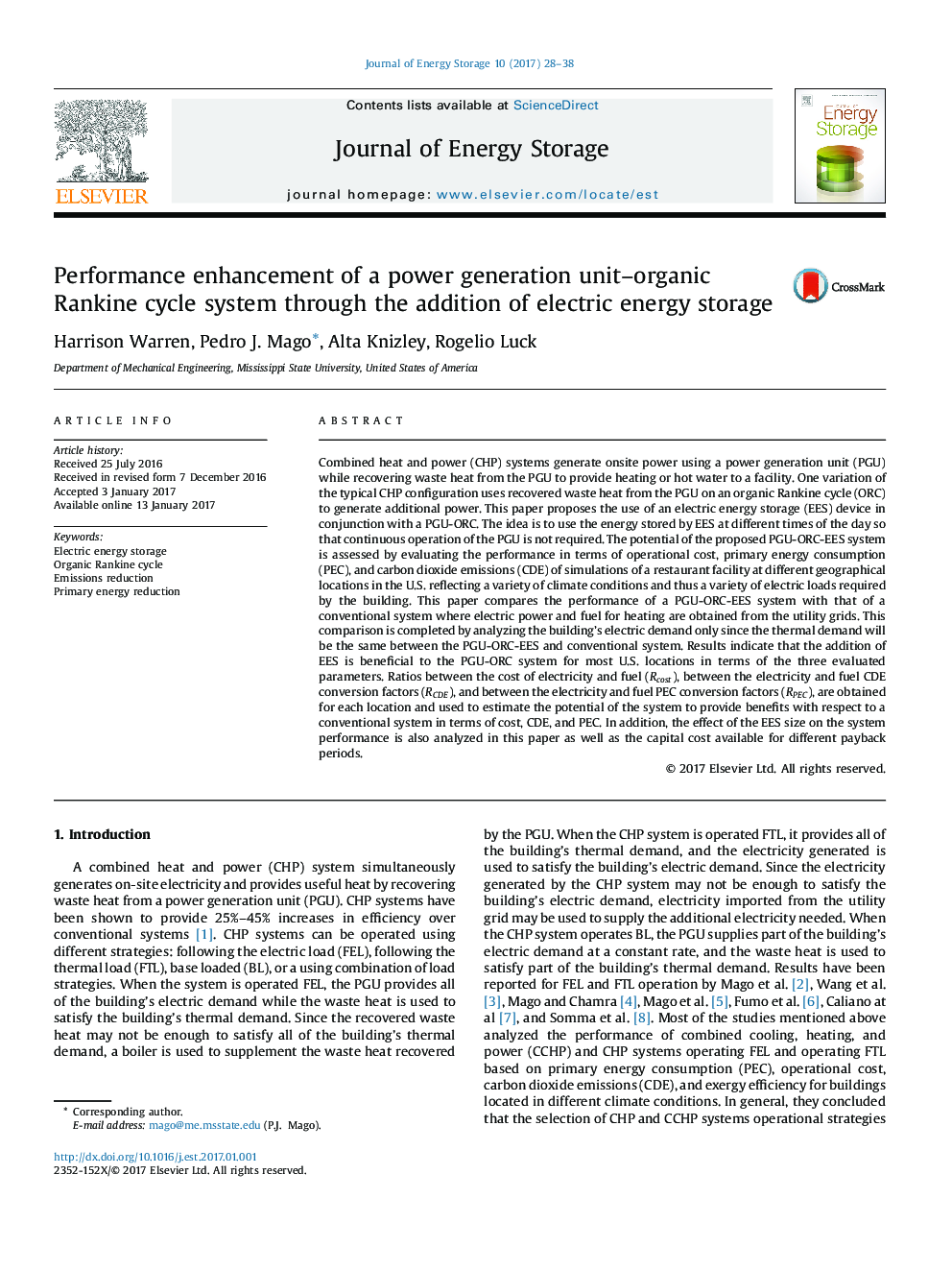 Performance enhancement of a power generation unit-organic Rankine cycle system through the addition of electric energy storage