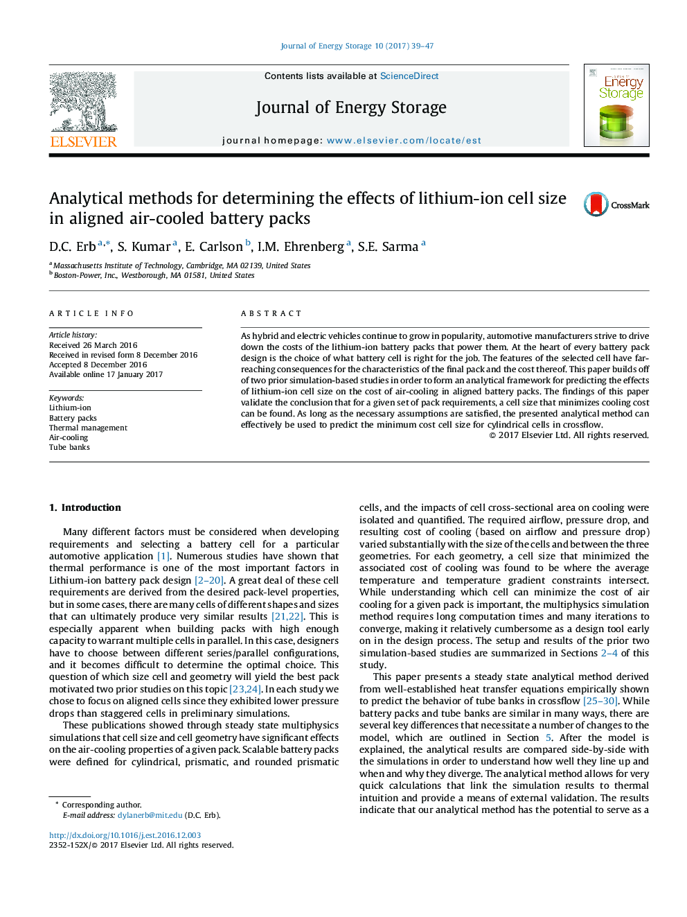 Analytical methods for determining the effects of lithium-ion cell size in aligned air-cooled battery packs