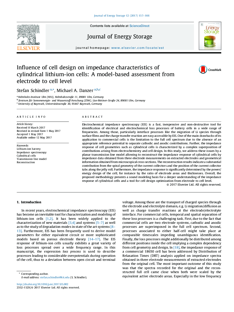 Influence of cell design on impedance characteristics of cylindrical lithium-ion cells: A model-based assessment from electrode to cell level