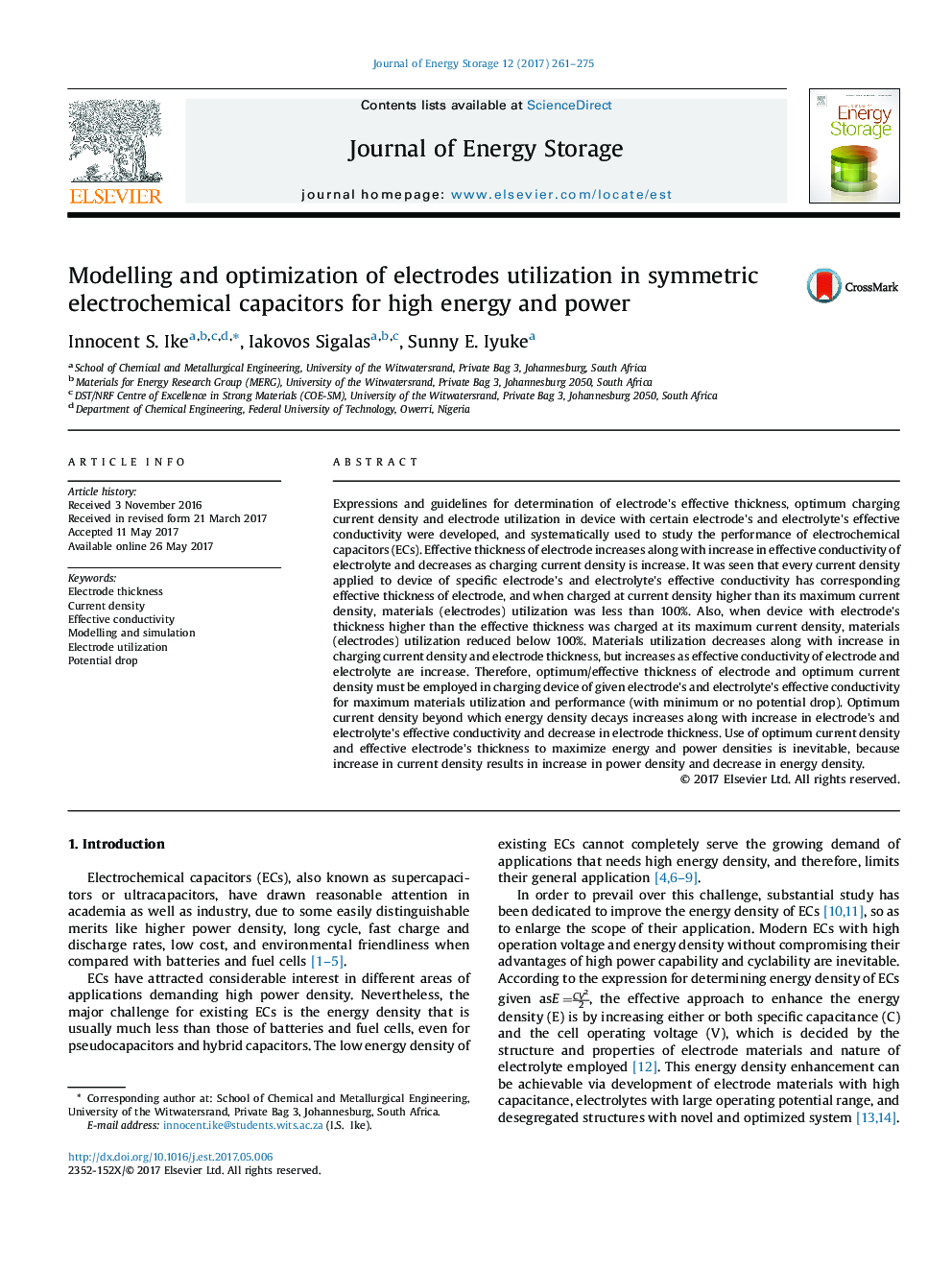 Modelling and optimization of electrodes utilization in symmetric electrochemical capacitors for high energy and power