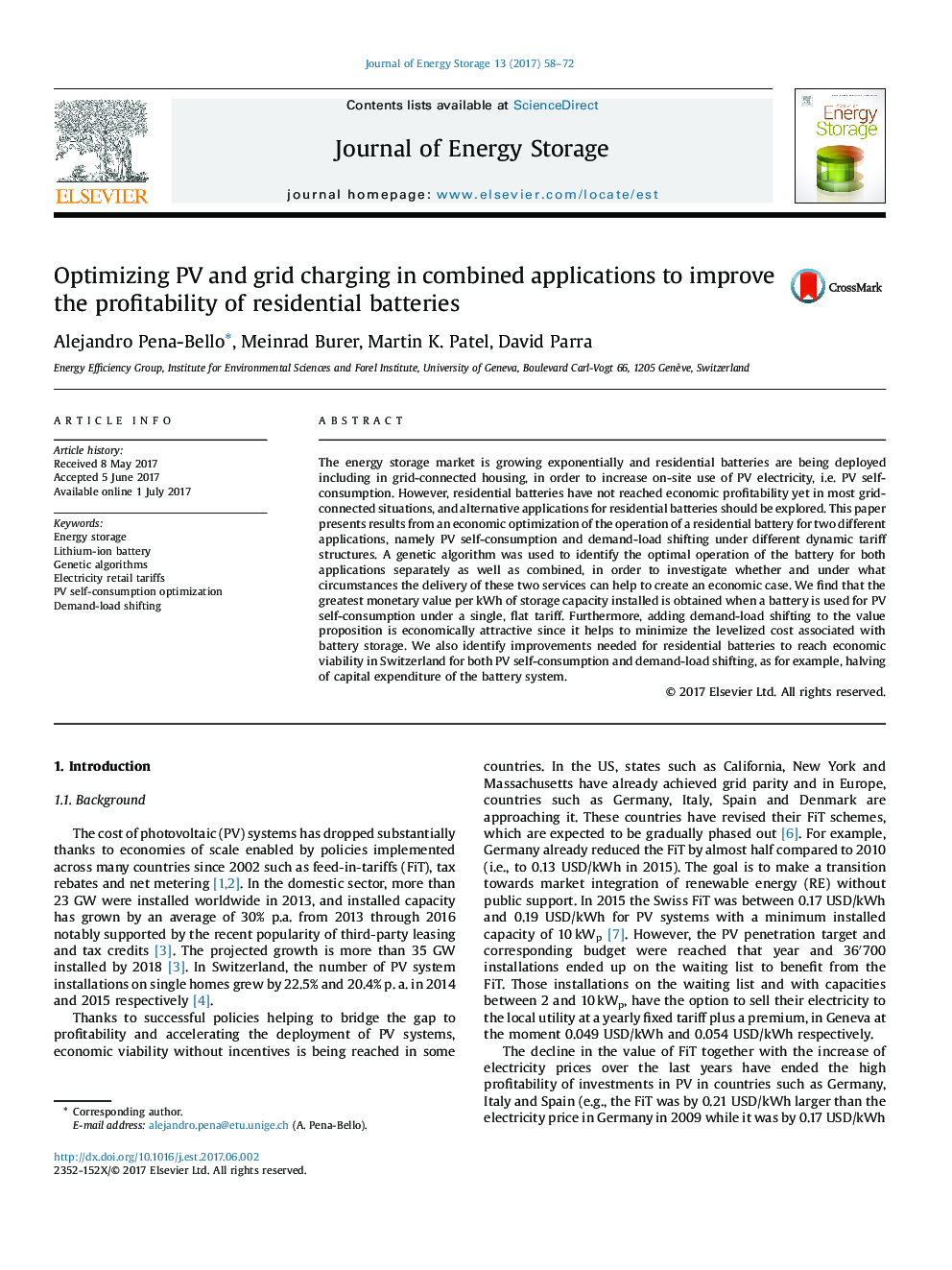 Optimizing PV and grid charging in combined applications to improve the profitability of residential batteries