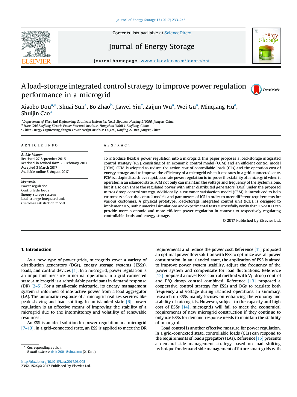 A load-storage integrated control strategy to improve power regulation performance in a microgrid