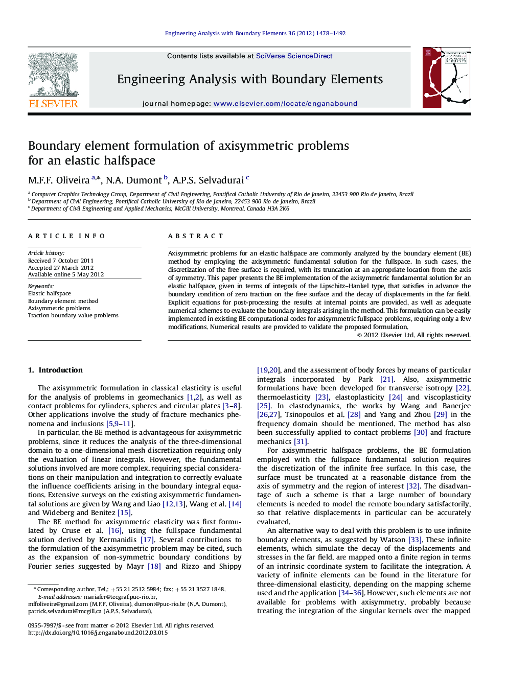 Boundary element formulation of axisymmetric problems for an elastic halfspace