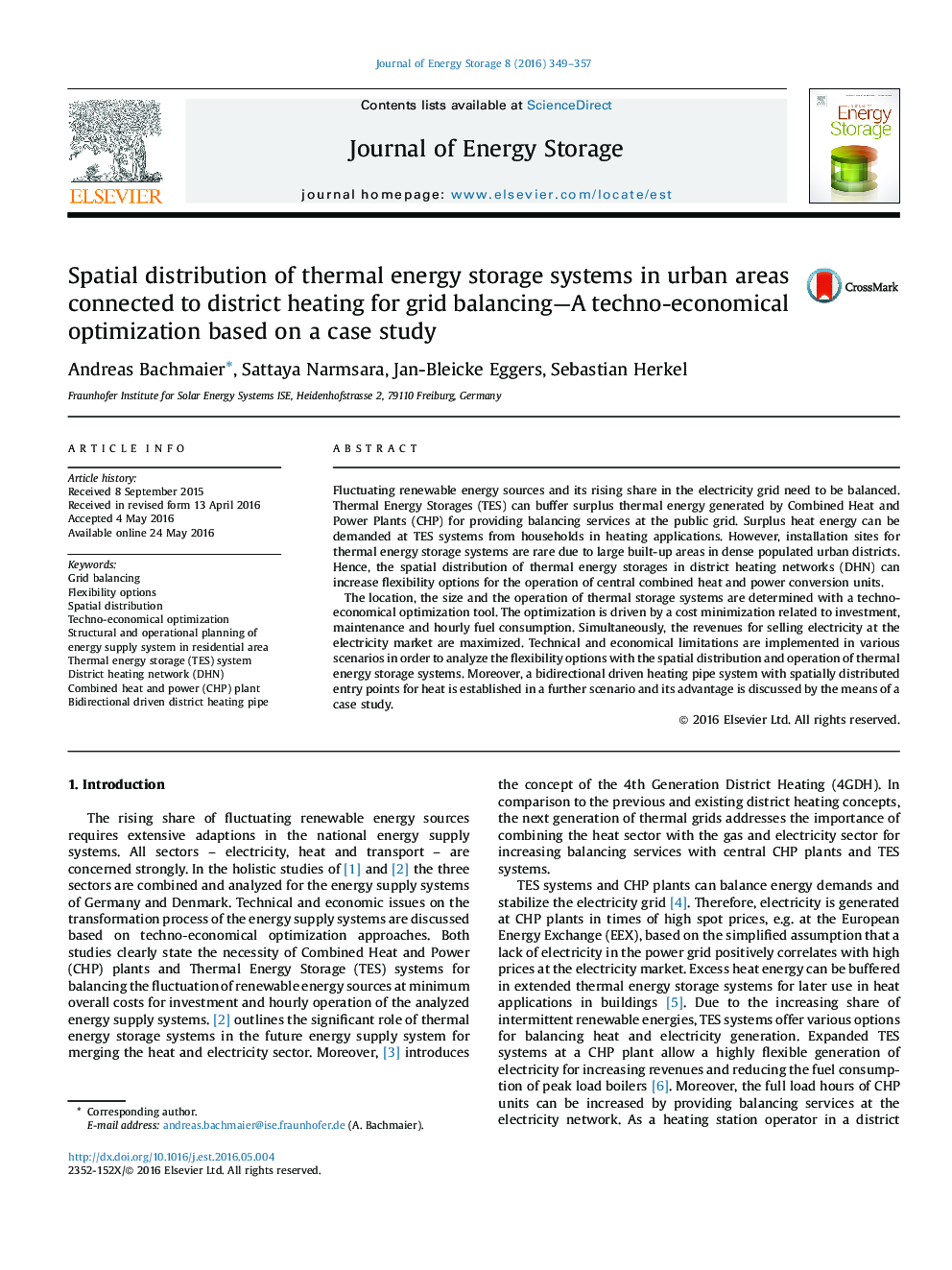Spatial distribution of thermal energy storage systems in urban areas connected to district heating for grid balancing-A techno-economical optimization based on a case study