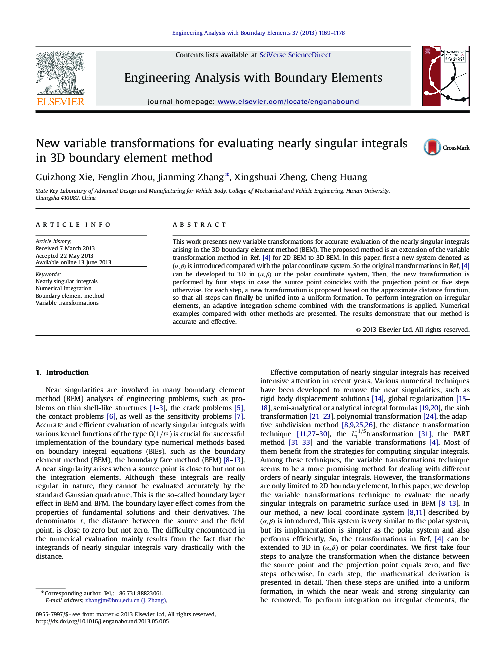 New variable transformations for evaluating nearly singular integrals in 3D boundary element method