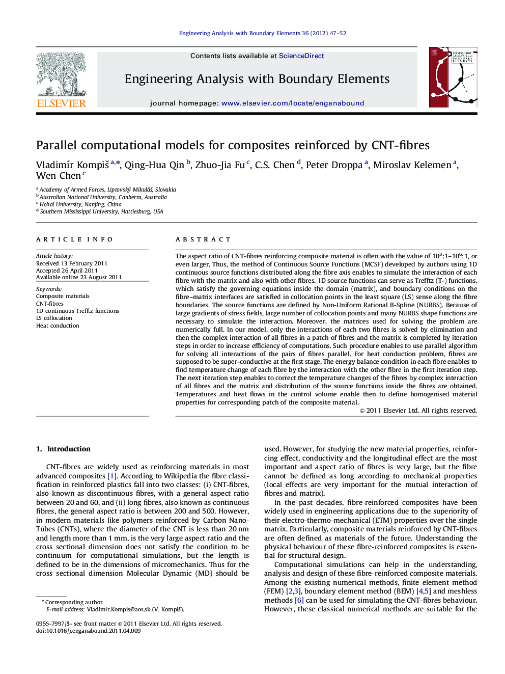 Parallel computational models for composites reinforced by CNT-fibres