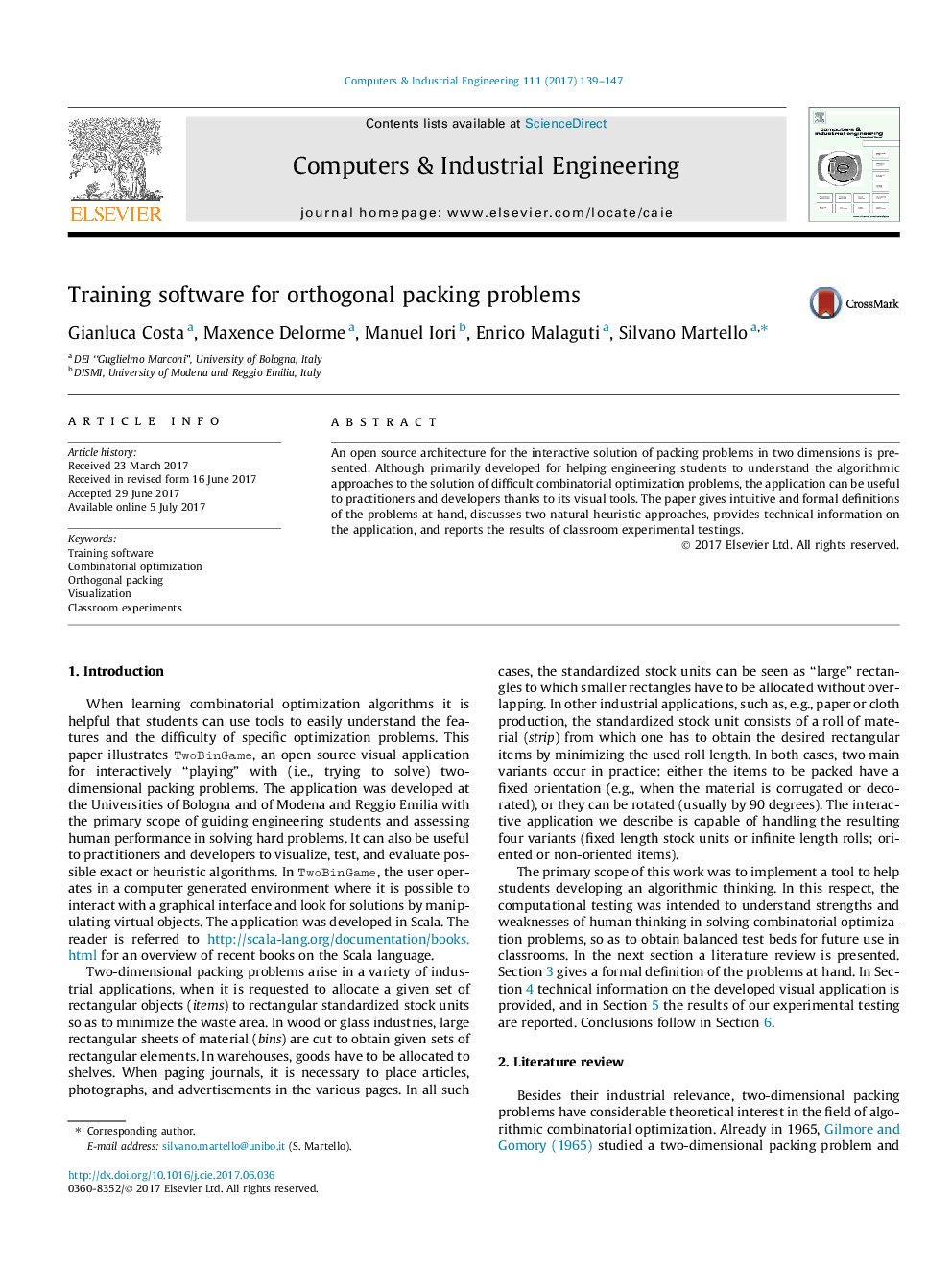 Training software for orthogonal packing problems