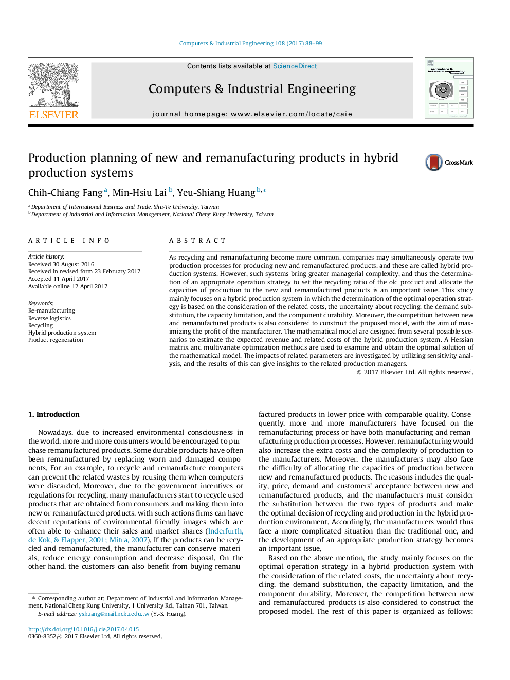 Production planning of new and remanufacturing products in hybrid production systems