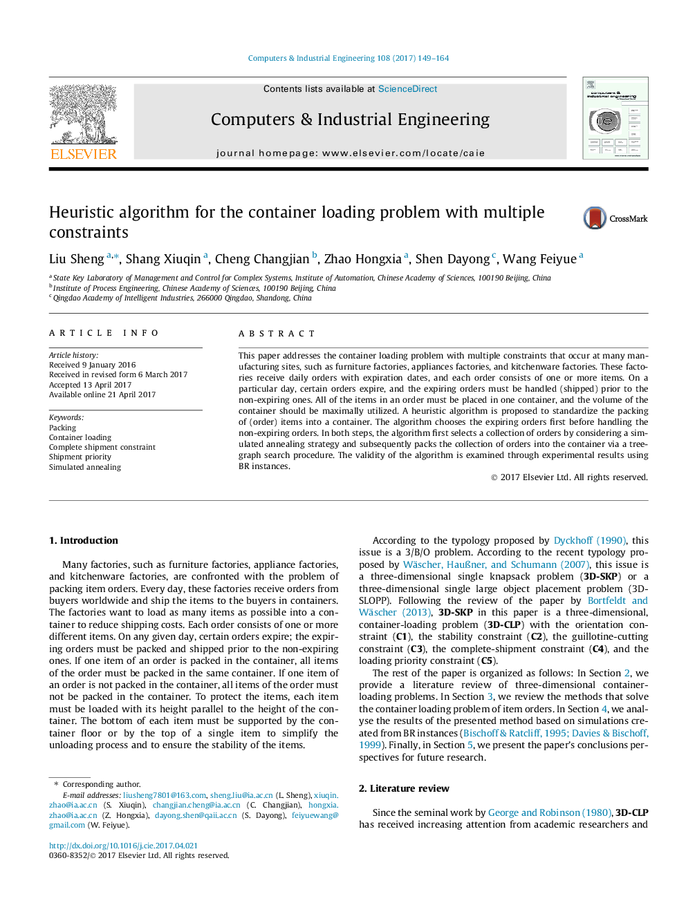 Heuristic algorithm for the container loading problem with multiple constraints