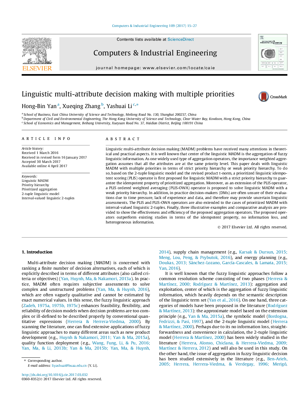 Linguistic multi-attribute decision making with multiple priorities