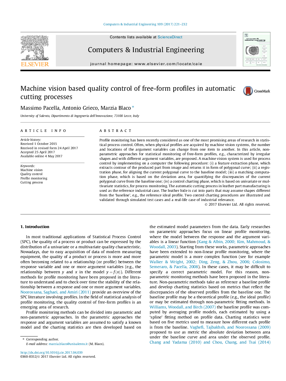 Machine vision based quality control of free-form profiles in automatic cutting processes