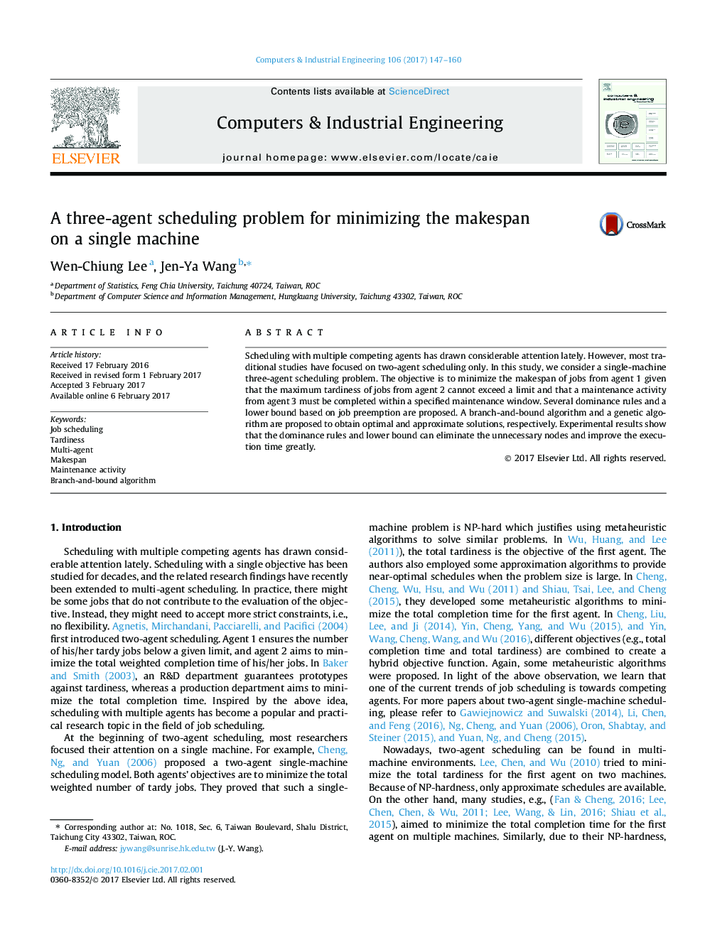 A three-agent scheduling problem for minimizing the makespan on a single machine