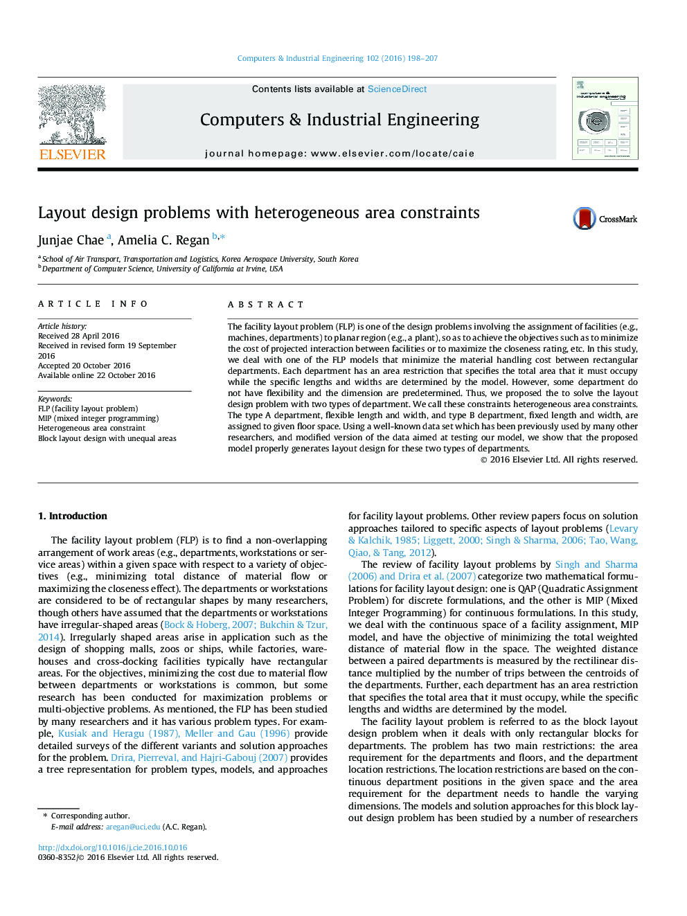 Layout design problems with heterogeneous area constraints