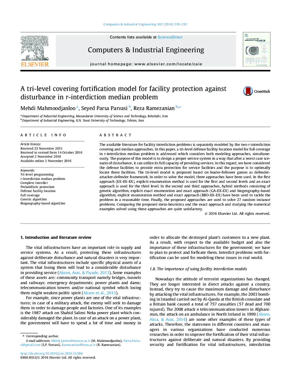 A tri-level covering fortification model for facility protection against disturbance in r-interdiction median problem