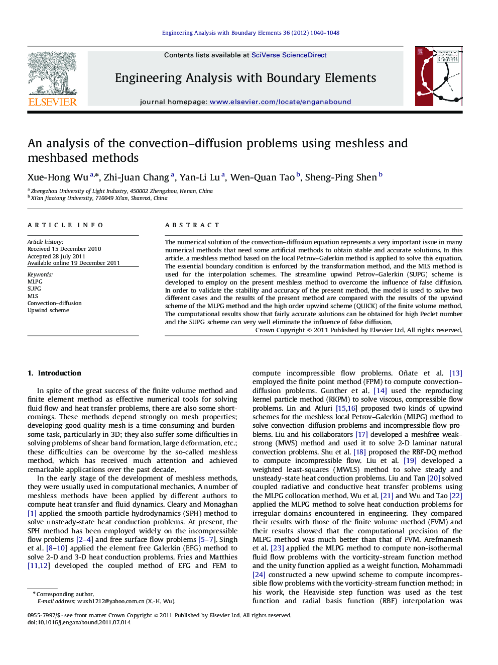 An analysis of the convection–diffusion problems using meshless and meshbased methods