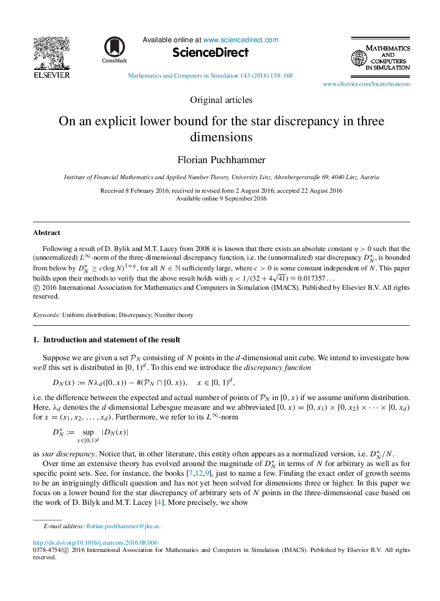 On an explicit lower bound for the star discrepancy in three dimensions