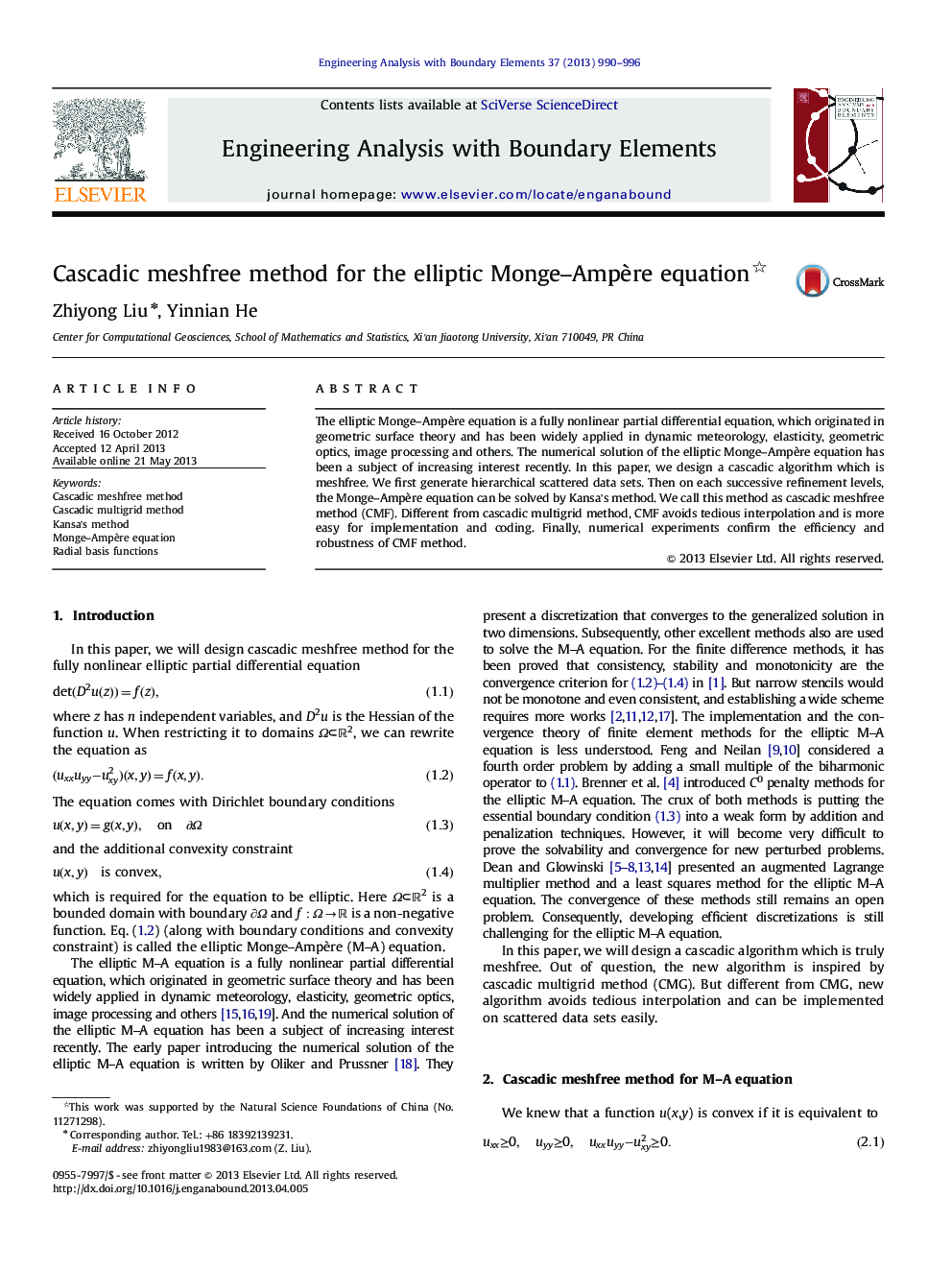 Cascadic meshfree method for the elliptic Monge–Ampère equation 