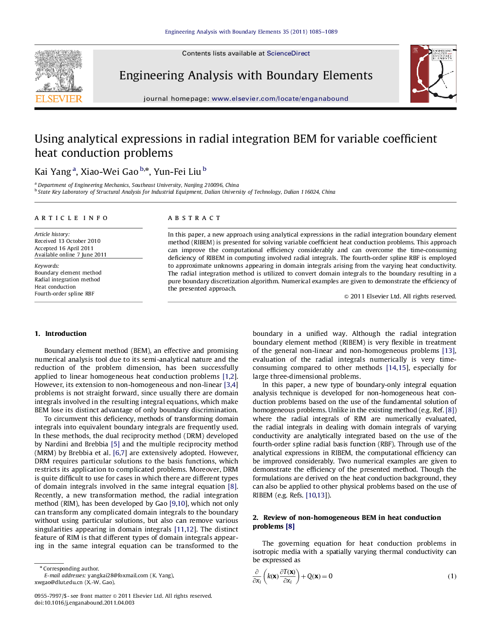 Using analytical expressions in radial integration BEM for variable coefficient heat conduction problems