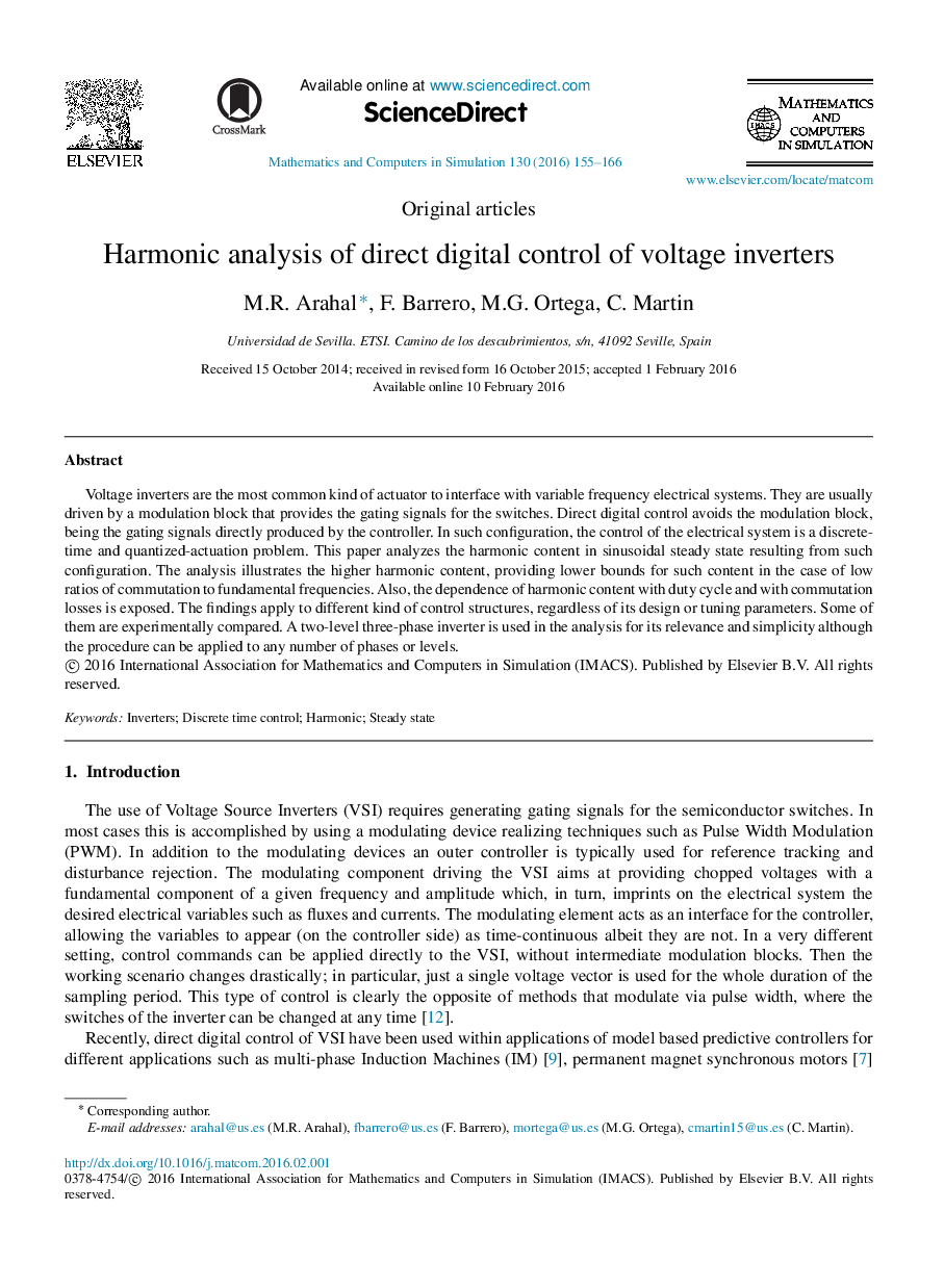 Harmonic analysis of direct digital control of voltage inverters