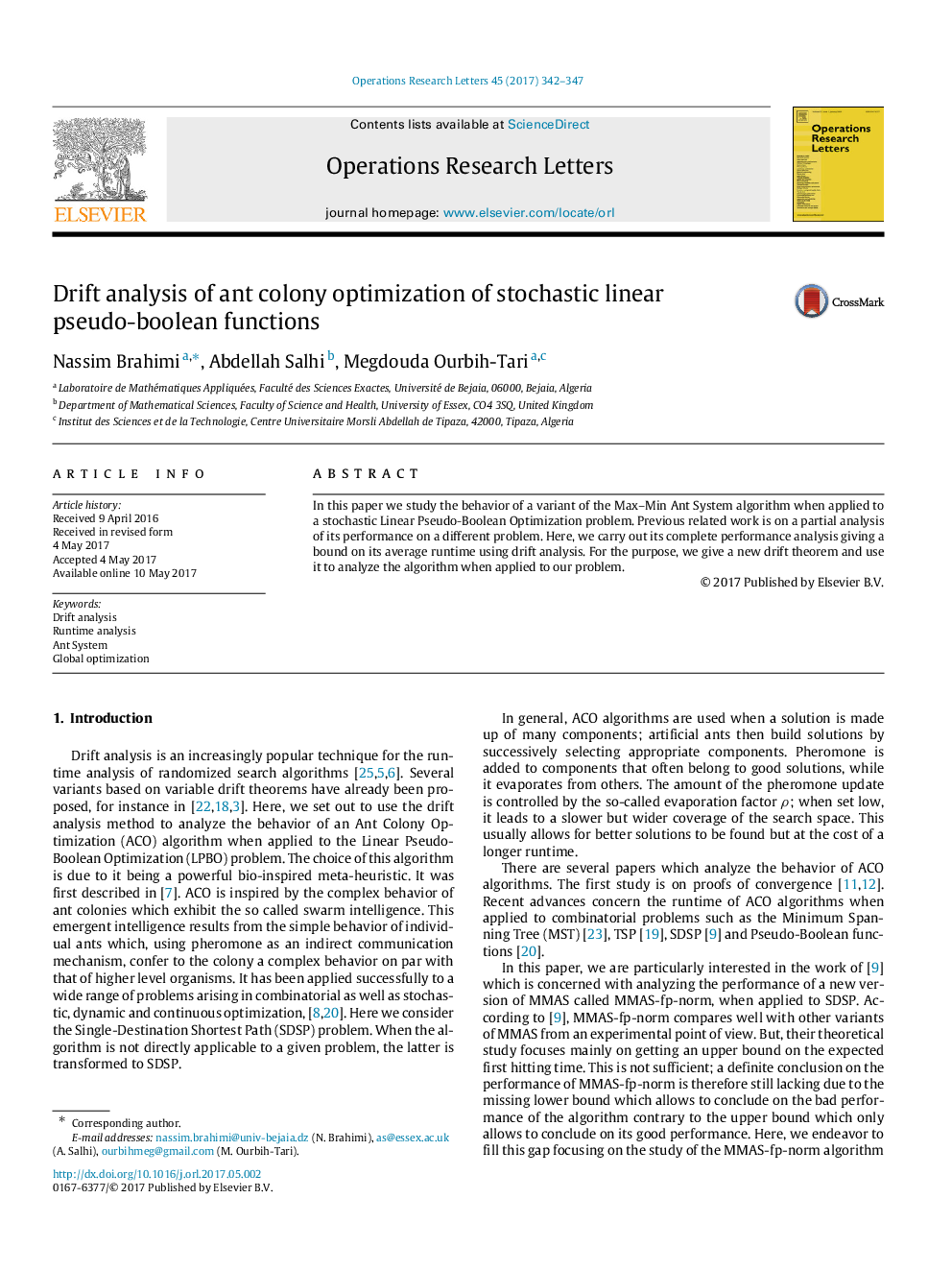 Drift analysis of ant colony optimization of stochastic linear pseudo-boolean functions